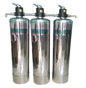 Bộ lọc PHÈN, VÔI 3 cột inox 304 rửa lọc bán tự động 